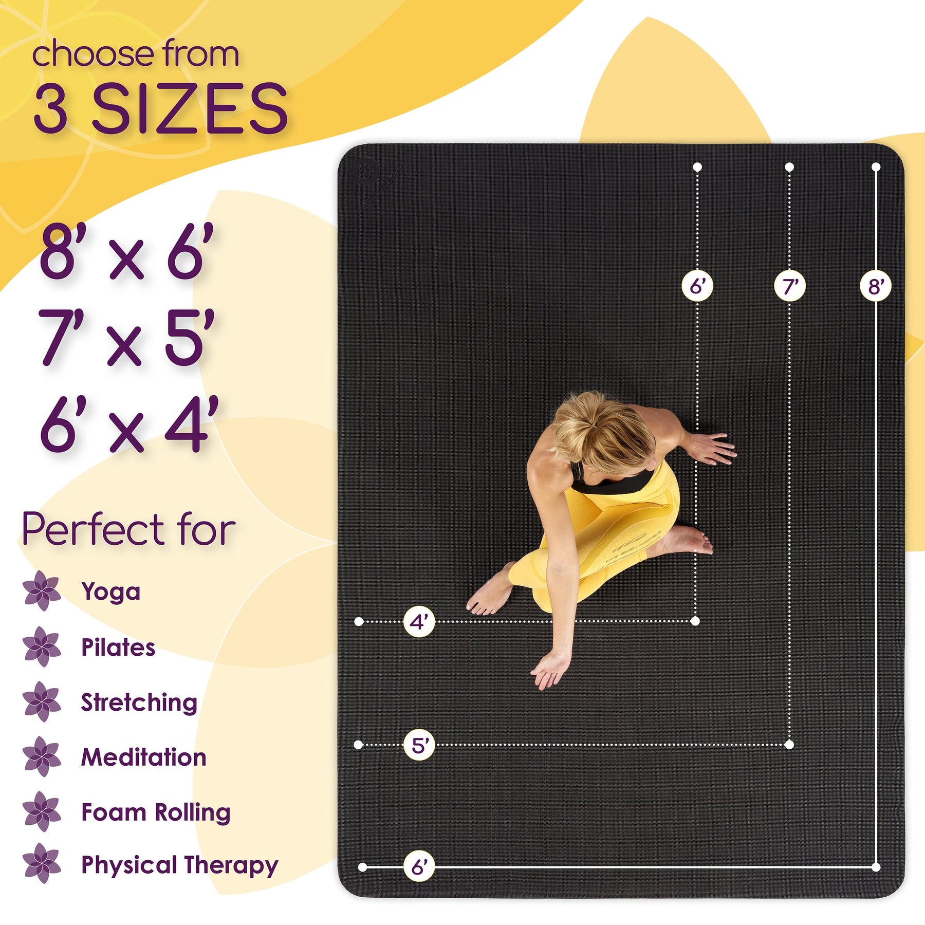 Premium Large Yoga Mat 6' x 4' x 8mm