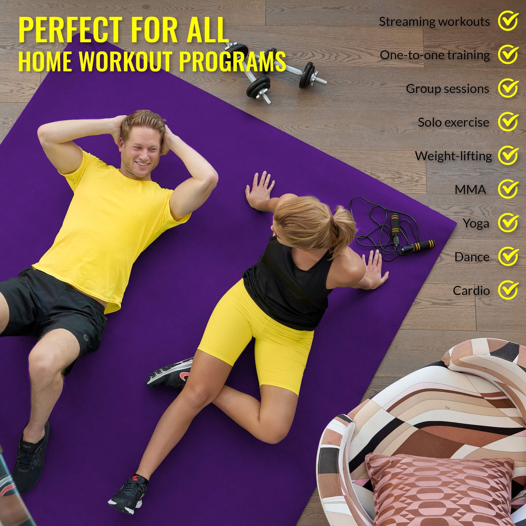 Large Exercise Mat for Home Gyms - Extra Wide & Thick Mats - ActiveGear