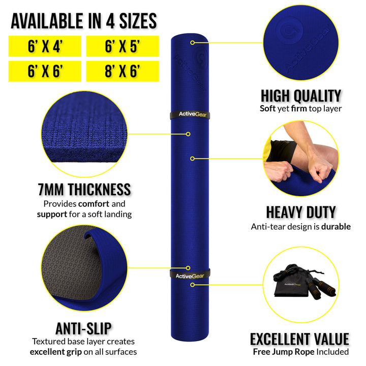 Large Exercise Mat for Home Gyms Extra Wide Thick Mats ActiveGear